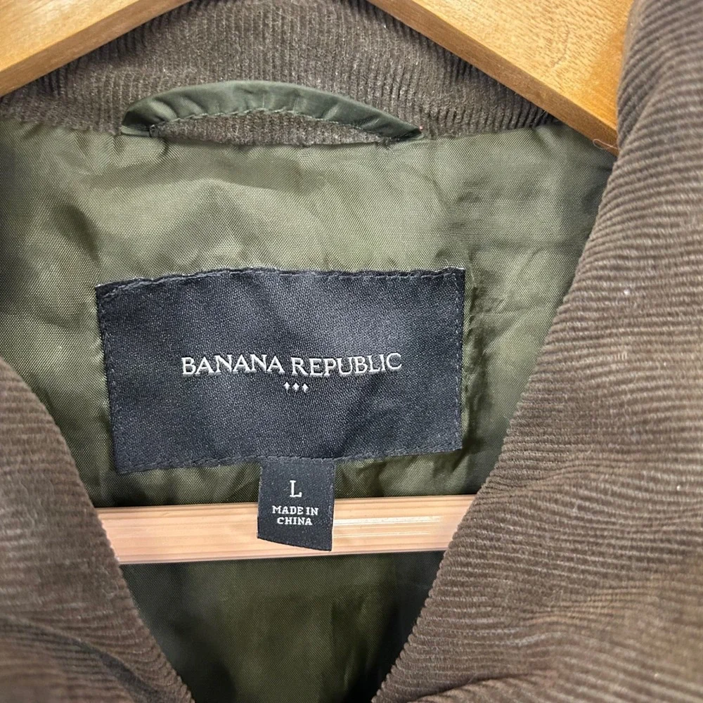Banana Republic Gorpcore Equestrian Mens L Olive Green Quilted Corduroy Vest